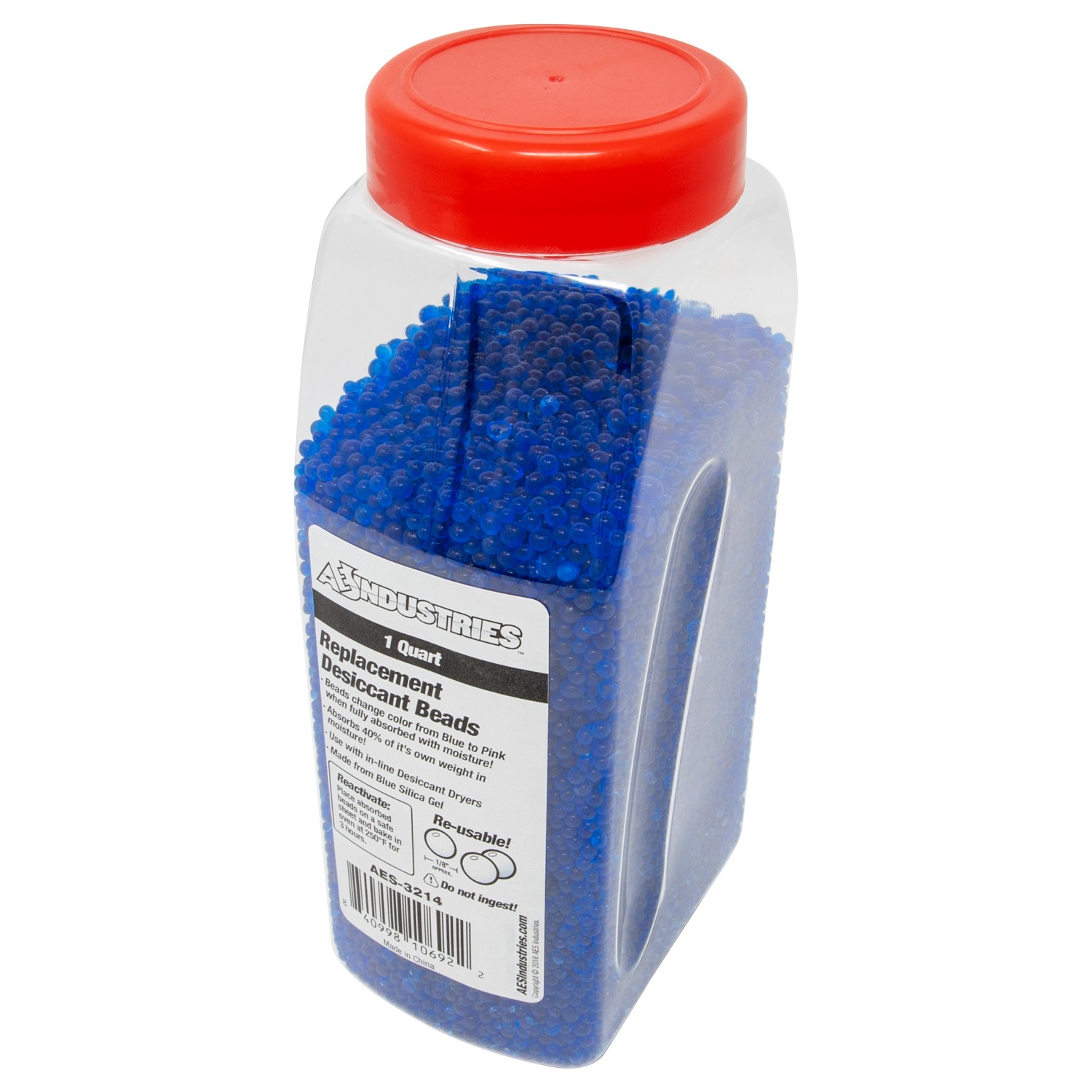 AES Industries Blue Indicating Silica Gel Desiccant Beads 1 Quart 