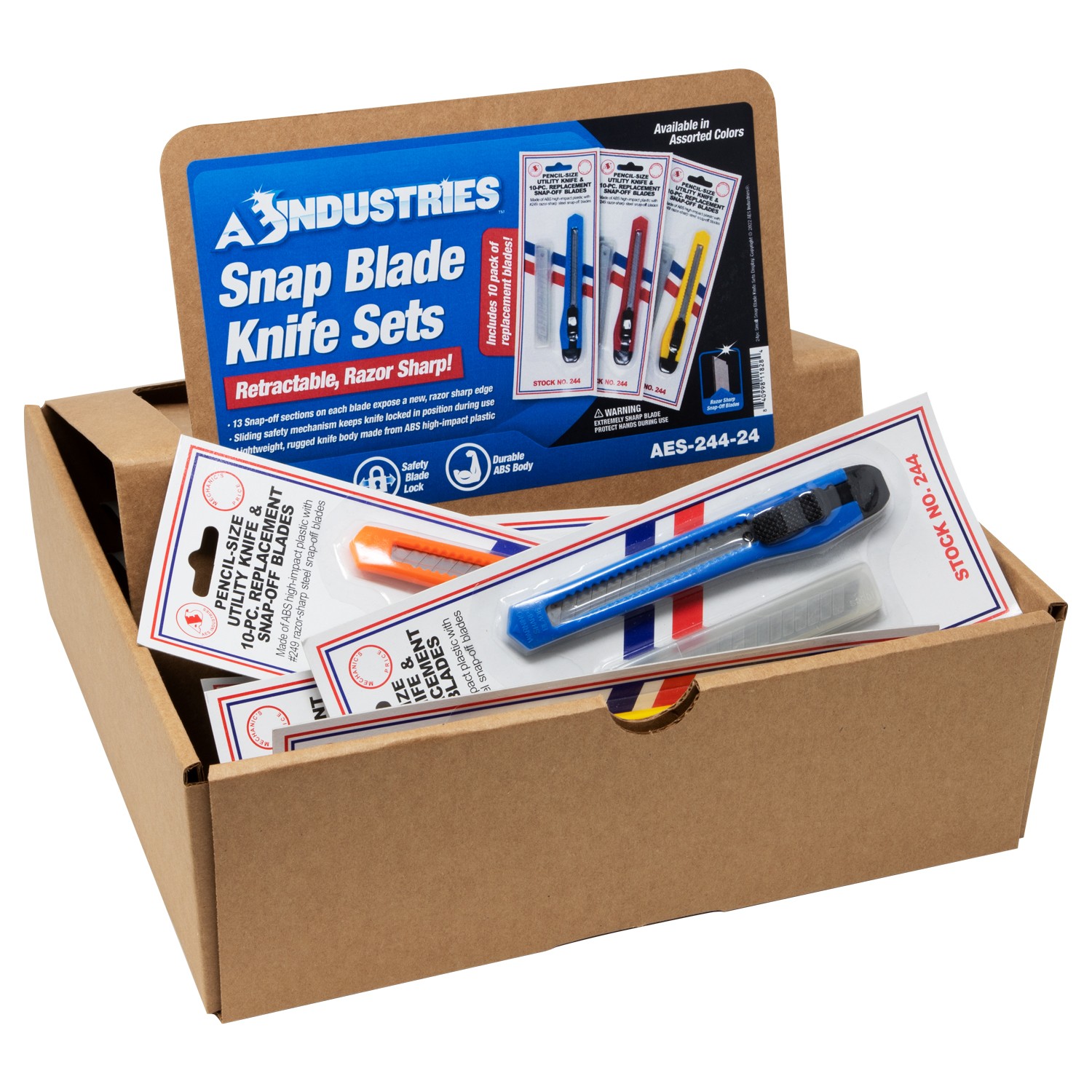 Snap Blade Knife & Blade Display, 24pc