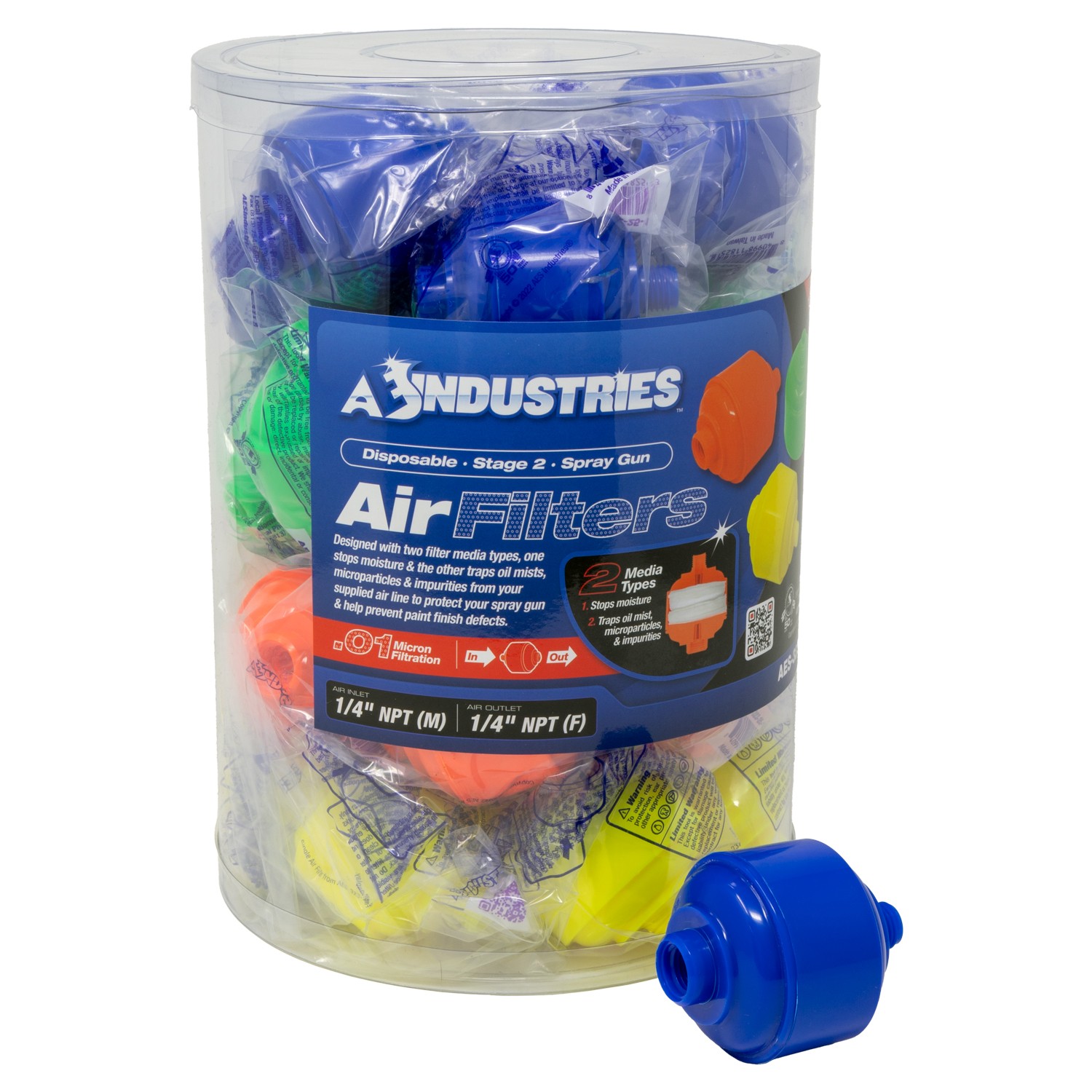 25pc Disposable Spray Gun Air Filter Display