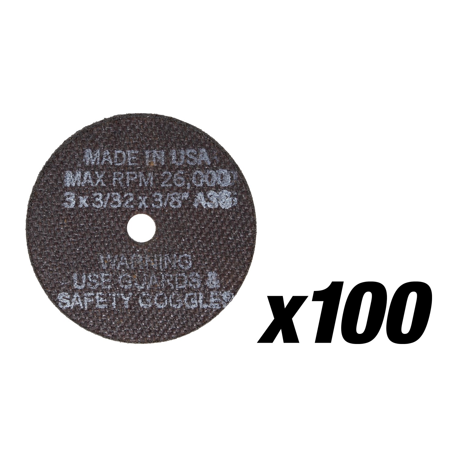 3" x 3/32" Type 1 Industrial Grade Metal Cut-Off Wheel - 100 Pack