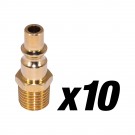 Air Fitting, Brass, 1/4" ID, 1/4" NPT, Male, 10pc Pack