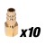 HVLP Ready Brass Air Fitting 1/4" NPT Female - V-style, 10pc Pack